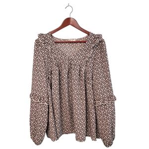 Jade By Jane Floral Womens Ruffle Peasant Bohemian V Neck Blouse Size‎ 2x